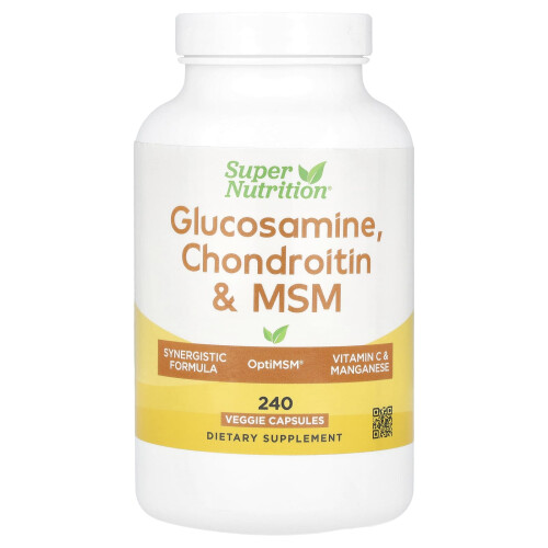 Super Nutrition, Glucosamina, Quitosana e MSM com Potássio e Vitamina C, 240 Comprimidos Vegetais