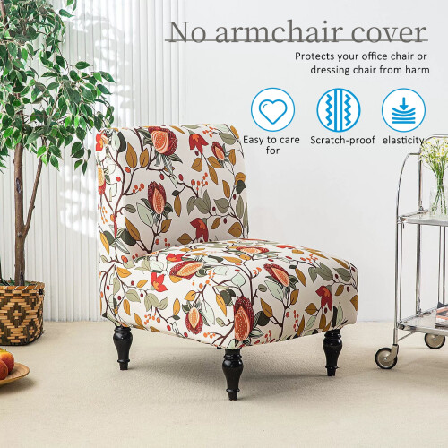 2 Pack Armless Chair Covers - Stretchy Polyester Slipcovers 2