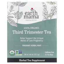 Earth Mama, Organics, 100 Organische Derde Trimester Thee, Munt, Koffievrij, 16 Theeballen, 0,96 oz (27,2 g)