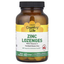 Country Life, Zinc Lozenges with Vitamin C, Cherry, 60 Lozenges
