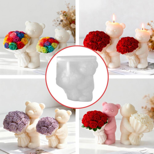 Silikon-Kerzenform „Rosenbär“ – DIY-Valentinstagsgeschenk 1