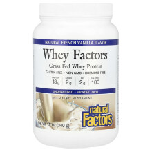Natural Factors, Whey Factors, Græs Fodret Whey Protein, Naturlig Fransk Vanille, 12 oz (340 g)