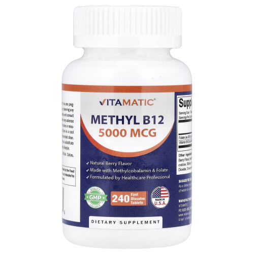 Vitamatic, Μεθυλική Β12, Φυσική Φρούτα, 240 Ταχείς Διαλύτες Πιλάκια