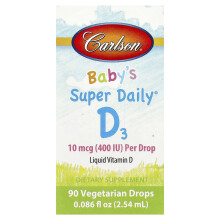 Carlson, Baby's Super Dagelijks D3, 10 mcg (400 IU), 0,086 fl oz (2,54 ml)