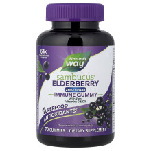 Nature's Way, Sambukkus, Immune Gummy with Zinc, Vitamiini C & D3, Eroosin, Erikoismarja, 70 Gummies