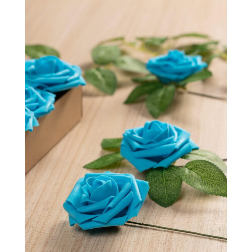 Rose artificiali nere con stelo, 25 pezzi 1