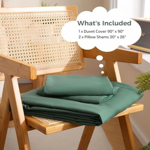 Hunter Green Duvet Cover Set Queen 3-Piece Microfiber 1