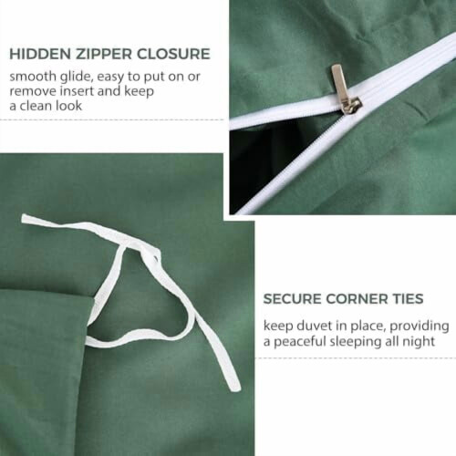 Hunter Green Duvet Cover Set Queen 3-Piece Microfiber 2