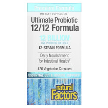 Natural Factors, Natürliche Faktoren, Ultimatives Probiotikum, 12/12-Formel, 12 Milliarden CFU, 120 vegetarische Kapseln