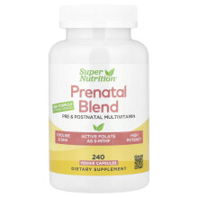Multivitamina Prenatale con Super Greens, Complesso di Spezie, Vitamina C, Colina e Folato di Super Nutrition, 240 Capsule Vegetali