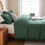 Hunter Green Duvet Cover Set Queen 3-Piece Microfiber 6