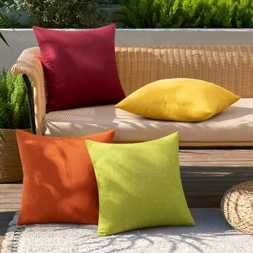 Lot de 4 housses de coussin imperméables en polyester 45 x 45 cm 2