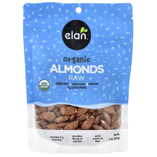Elan, Οργανικά Αμύγδαλα, Raw, 7 oz (200 g)