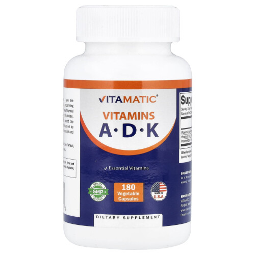 Vitamatic, Vitaminer A, D, K, 180 Vegetable Capsules