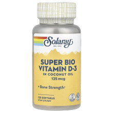 Solaray, Super Bio Vitamin D-3, 125 mcg, 120 Weichgelkapseln