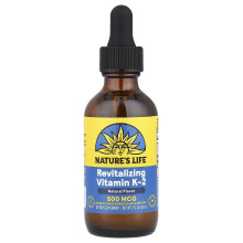 Nature's Life, K2 (MK-7) Kapičky, Modrá Borovica, 500 mcg, 2 fl oz (60 ml)