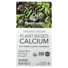 PlantFusion, Bio-vegan Pflanzliche Calcium, 180 Bio-vegane Tabletten
