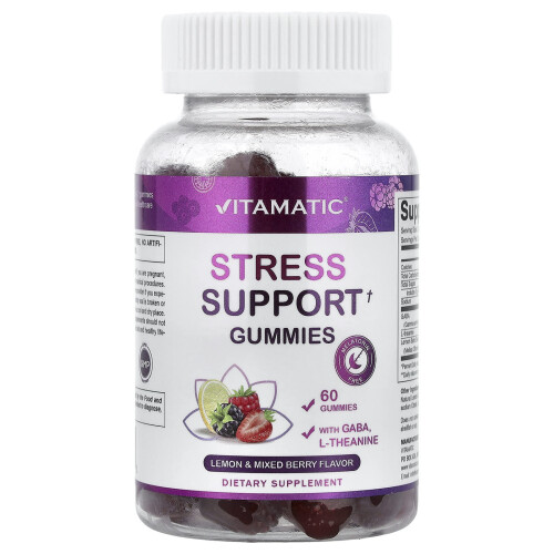 Vitamatic, Gomas de Suporte ao Estresse, Limão e Morango Misturado, 60 Gomas