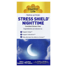 Country Life, Stress Shield Nat, Triple Action, 60 Veganske Kapsler