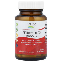 Pure Essence, Vitamin-D, 2 000 IU, 30 Vegi-Kapslí