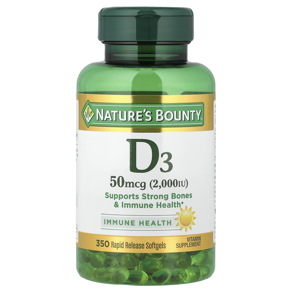 Nature's Bounty , D3, 50 Mcg (2,000 Iu), 350 Rapid Release Softgels