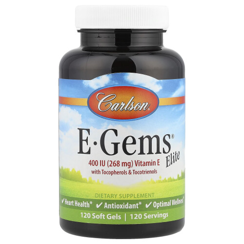 Carlson, E-Gems Elite, Vitamina E con Tocoférols & Tocotrienoles, 120 Gel Sofás