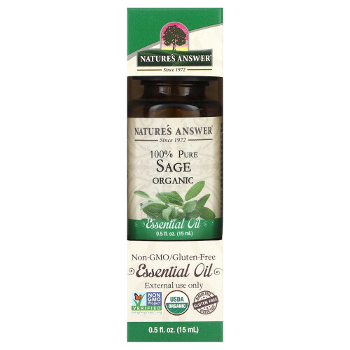 Nature's Answer, Ulei Esențial Organic 100%, Sage, 0.5 fl oz (15 ml)