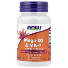 NOW Foods, Mega D3 & MK-7, 30 Kapslar
