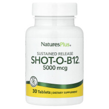 NaturesPlus, Shot-O-B12, Sustained Release, 5 000 mcg, 30 Tabletter