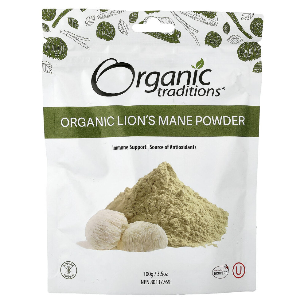 Organic Traditions , Organic Lion's Mane Powder, 3.5 Oz (100 G)