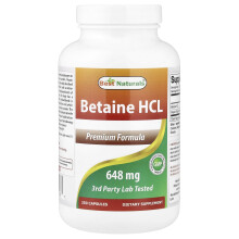 Best Naturals, Betaine HCL, 648 mg, 250 Capsules