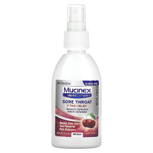 Mucinex, InstaSoothe Sjukdomsbesvär och Smärtstillande Spray, Cherry, 3,8 fl oz (115 ml)