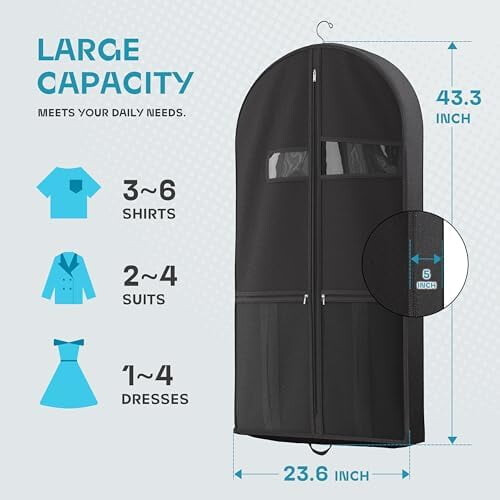 Porta abiti da viaggio con finestra trasparente e tasche 2