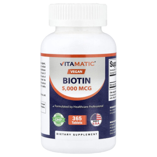 Vitamatic, Biotin, 5,000 mcg, 365 Tablets
