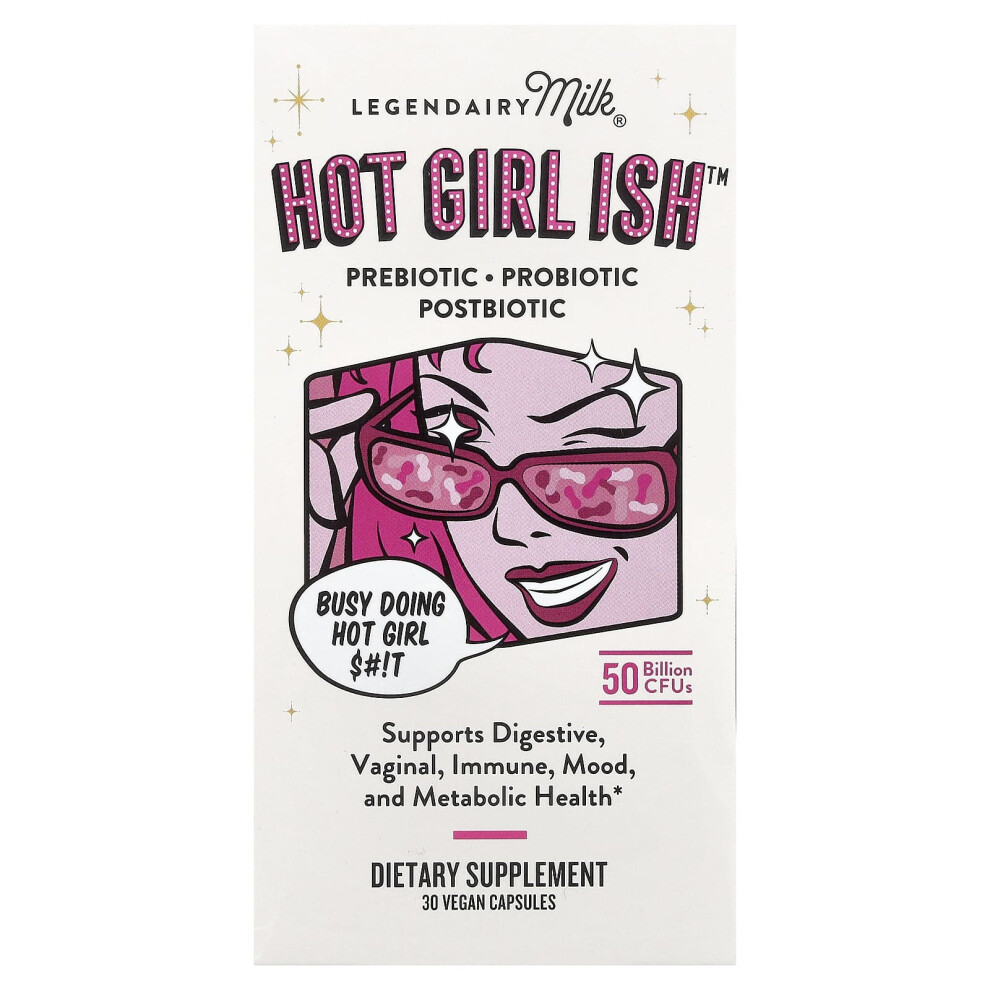 Legendairy Milk , Hot Girl Ish, Prebiotic, Probiotic, Postbiotic, 50 Billion Cfu, 30 Vegan Capsules