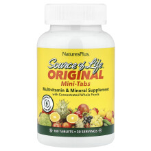 NaturesPlus, Bron van het Leven, Origineel Mini-Tabs, Multivitamine & Mineralensupplement met Geconcentreerde Volle Voedingsmiddelen, 180 Tabletten