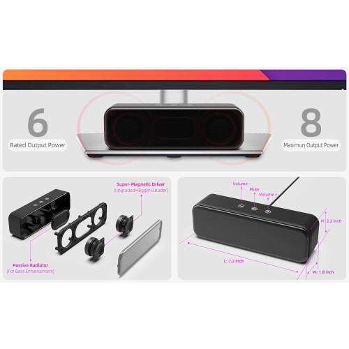 Enceintes USB pour ordinateur avec commandes tactiles et basses profondes 2