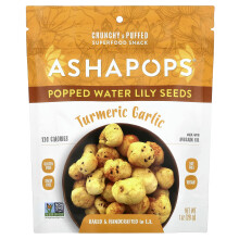 AshaPops, Fújós vízililiom magok, Turmeric Garlic, 1 oz (28 g)