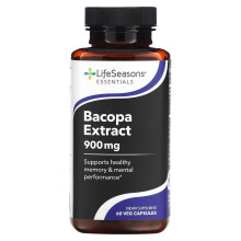 LifeSeasons, Bacopa Extractti, 900 mg, 60 Vegituaalikapselit (450 mg per Kapseli)