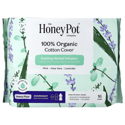 The Honey Pot Company, 100% Οργανική Κλωστή Κάλυψη Βαρύ Ροή Νυχτερινά Πακέτα, 16 Αριθμός