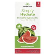 Swanson, Eenvoudig Hydrate, Elektrolyt Hydratie Mix, Watermeloen, 8 Stikpakkies 0.22 oz (6.2 g) Elk