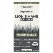 Triquetra Health, MycoMax, Løves Mane Ekstrakt, Maksimal Styrke, 60 Kapsler (250 mg per Kapsel)
