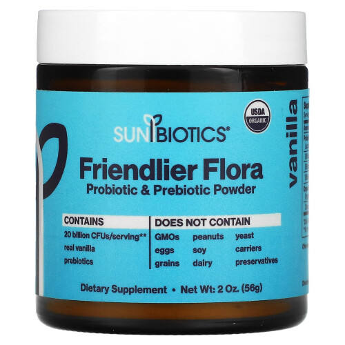 Sunbiotics, Φιλικότερη Φλορα Προβιοτική & Προβιοτική Πώμα, Vanilla, 2 oz (56 g)