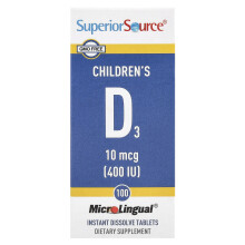 Superior Source, Children's D3, 10 mcg (400 IU), 100 MicroLingual Instant Dissolve Tablets