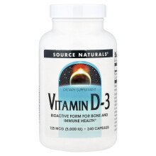 Source Naturals, Vitamin D-3, 125 mcg (5,000 IU), 240 Capsulas