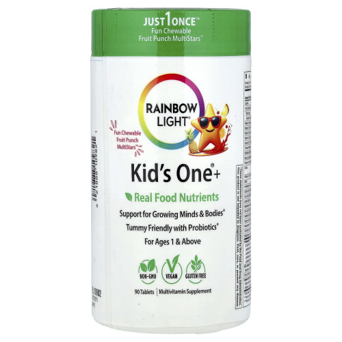 Rainbow Light, Kid's One+, Per Età 1 e Sopra, Frutta Punch, 90 Comprimati