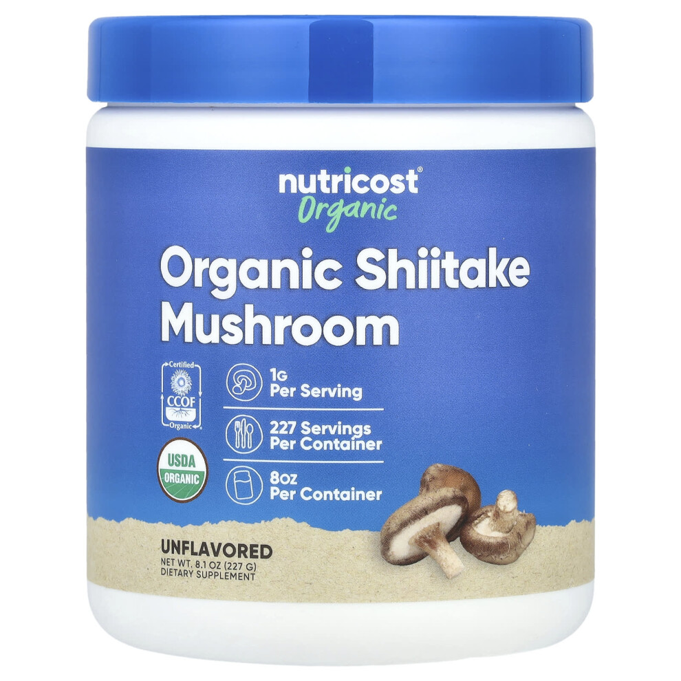 Nutricost , Organic Shiitake Mushroom Powder, Unflavored, 8 Oz (227 G)