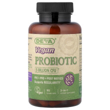 Probiotico Vegan 3-in-1 di Deva, 5 miliardi di CFU, 90 Capsule vegan