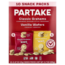 Partake, Mini Galletas de vainilla y Grahams Clásicos, 10 Paquetes de Snack, 0.67 oz (19 g) Cada uno