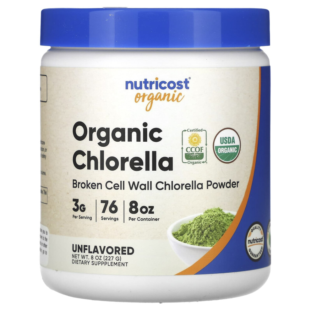Nutricost , Organic Chlorella, Unflavored, 8 Oz (227 G)